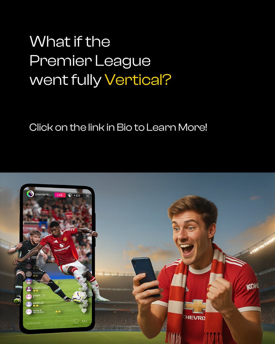 QuidichTech's tweet image. The game now lives inside vertical feeds, goals, reactions, and story-sized highlights built for mobile.
As leagues like the NBA and La Liga shift to vertical viewing, the future of broadcasting is going portrait.

🔗Read the full blog:rebrand.ly/nbmhty9
#Football #Ai