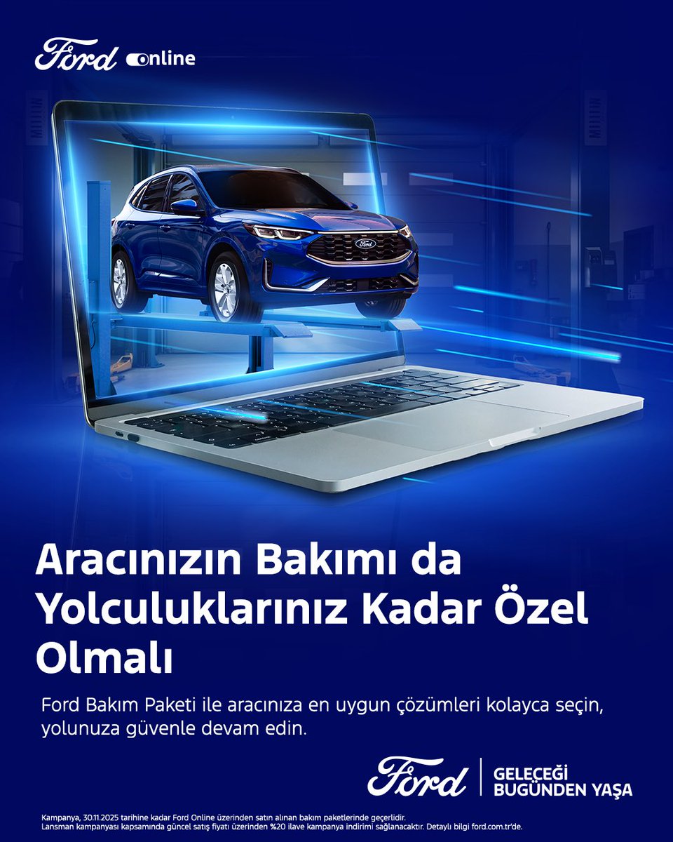 Ford Bakım Paketi ile aracınızın bakımı da yolculuklarınız kadar özel! 💙​
​
İhtiyacınıza en uygun bakım paketini Ford Online’dan hemen alın, aracınıza en uygun çözümlerle yolunuza güvenle devam edin. ​
​
Lansmana özel %20 ek indirim avantajını kaçırmayın! Son gün: 30 Kasım!