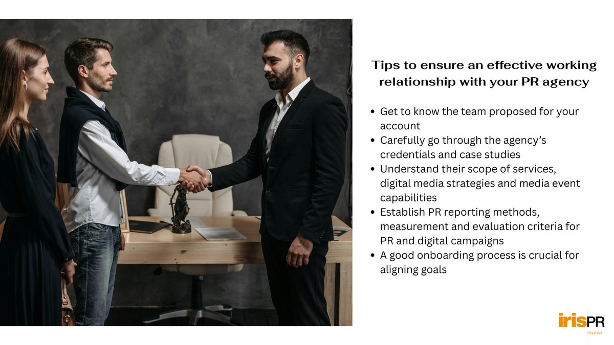 irisprdubai's tweet photo. Strategic PR counsel is essential for every company, and your relationship with your agency is crucial to ensuring that strategic communications goals are met. Read our latest blog on tips to ensure an effective working relationship with your PR agency - https://t.co/2panJl8i8M https://t.co/quexmBCbhq