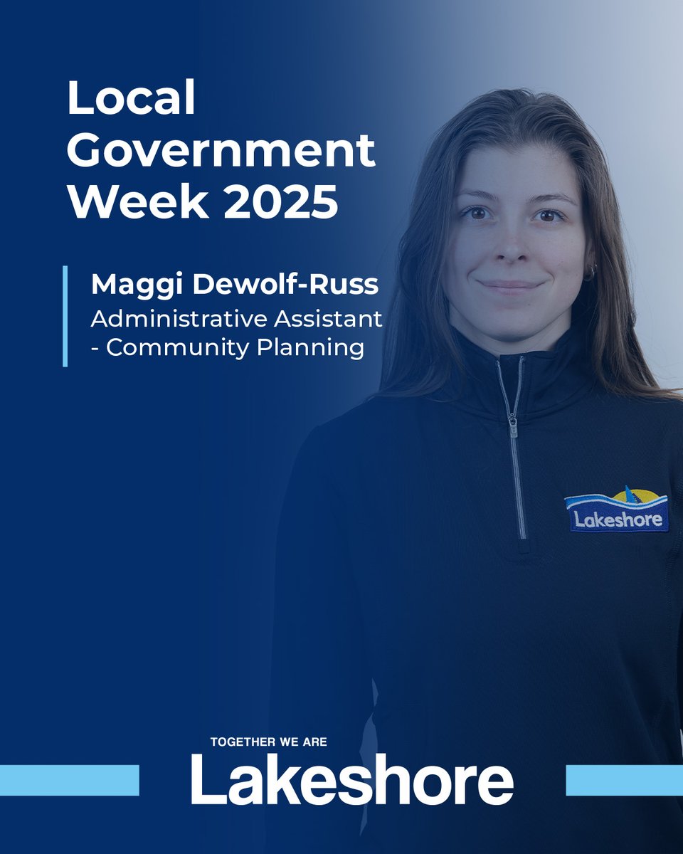 As part of #LocalGovWeek, we’re putting the spotlight on members of #TeamLakeshore and the great work they do serving our communities! Next up is Maggi Dewolf-Russ, Administrative Assistant - Community Planning. 📃🎉