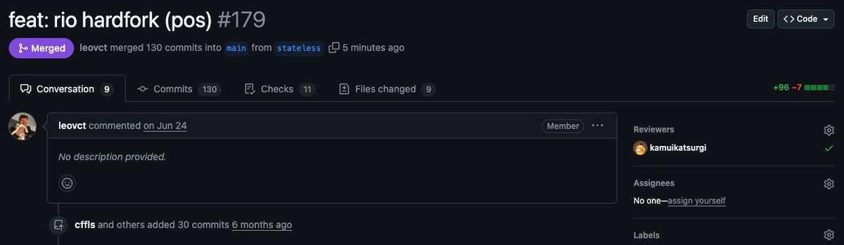 0xkrishang's tweet photo. 6 months, 130 commits, 5 authors. One single mission. Rio HF.

Approved and merged.

Rio HF @0xPolygon.

How bout that. https://t.co/ilpKKzfrR5