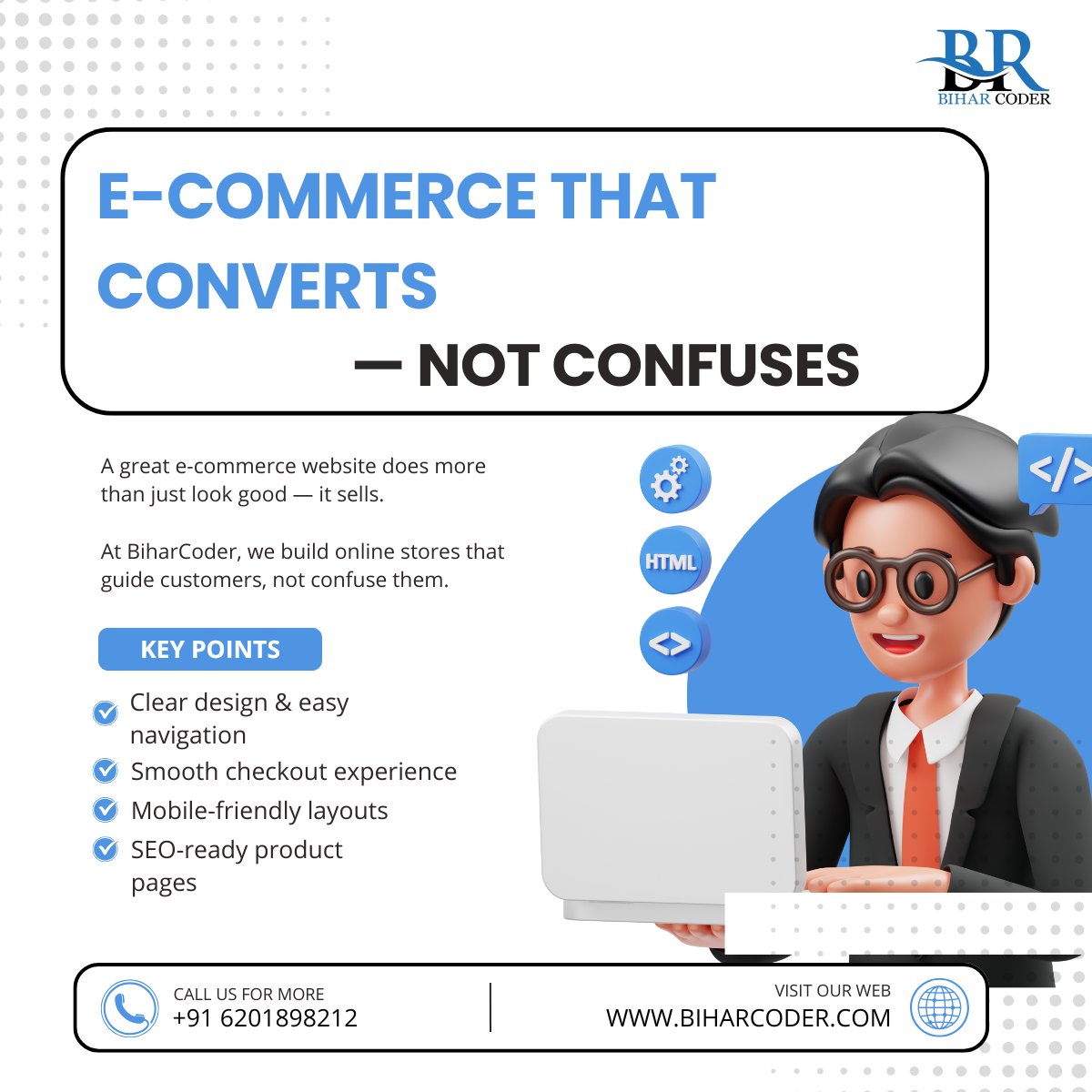 bihar_coder's tweet image. Confusion kills conversions.
At BiharCoder, we build E-Commerce that converts — not confuses.
#Ecommerce #UXDesign #BiharCoder