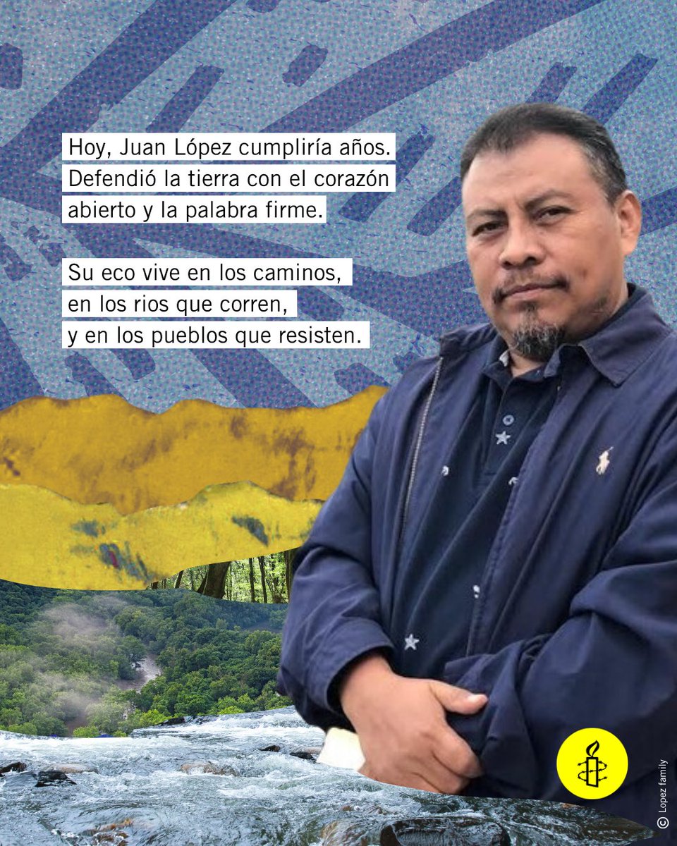 #Honduras 🇭🇳

Mientras su comunidad lo recuerda, el Estado sigue sin garantizar verdad ni justicia

Hoy, que Juan López cumpliría 48 años, reafirmamos nuestro llamado:
Justicia para Juan es justicia para el medio ambiente

✊ Súmate a #EscribePorLosDerechos y Exige justicia para