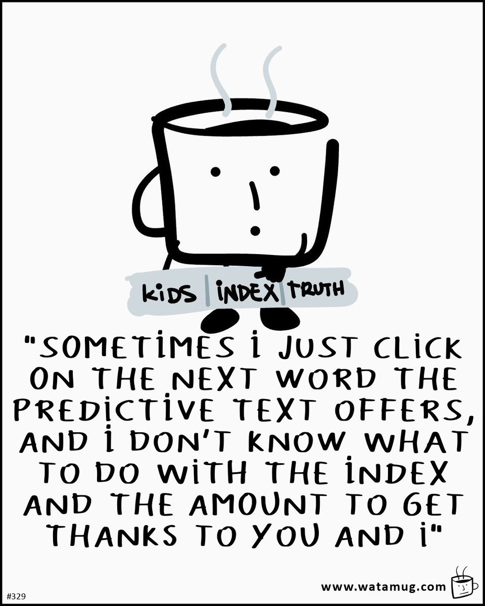 watamug's tweet image. "SOMETIMES I JUST CLICK ON THE NEXT WORD THE PREDICTIVE TEXT OFFERS, AND I DON'T KNOW WHAT TO DO WITH THE INDEX AND THE AMOUNT TO GET THANKS TO YOU AND I"
(329) #predictivetext #autocomplete #autosuggestion #comicstrip #coffee
