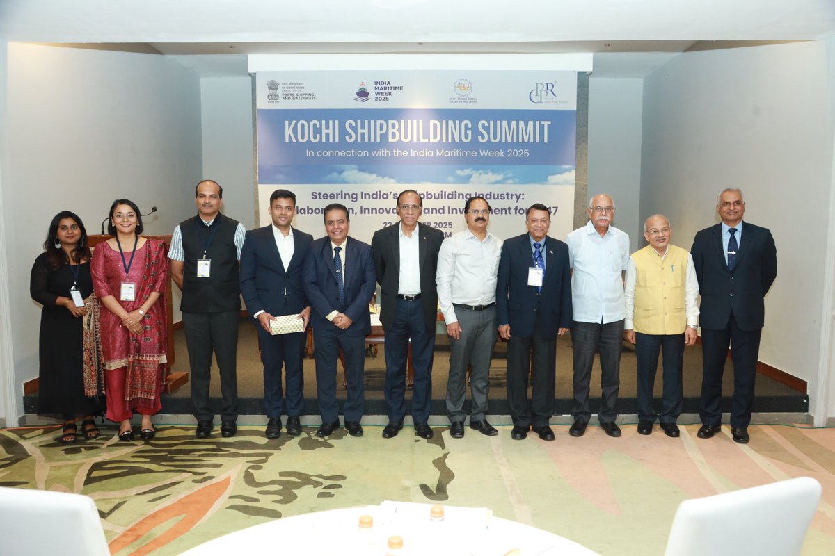 #KochiShipbuildingSummit

An engaging panel discussion, moderated by Dr Rudra Prasad Pradhan, Professor at BITS Pilani, Goa Campus, and Distinguished Fellow at CPPR, was a key highlight of the #KochiShipbuildingSummit2025.

The session featured eminent experts, including VAdm