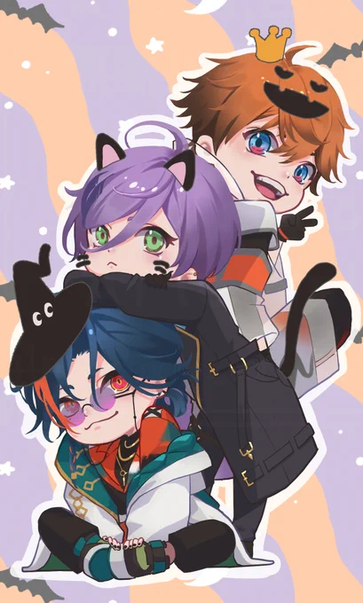 happy halloweenな3SKMかわいく描けたのでは #かいせ絵 #きたみ描きたみ #ネスフィルム ↓ツリーに待ち受けサイズ作りました