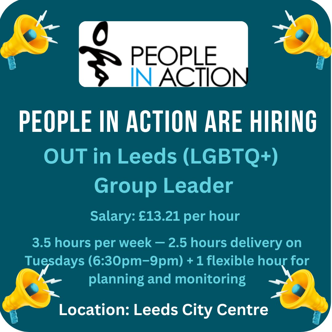 People in Action are also recruiting for an OUT in Leeds (LGBTQ+) Group Leader. Deadline for applications: Mon 10th Nov 2025. See more at: communitymatters.org.uk/jobs/
