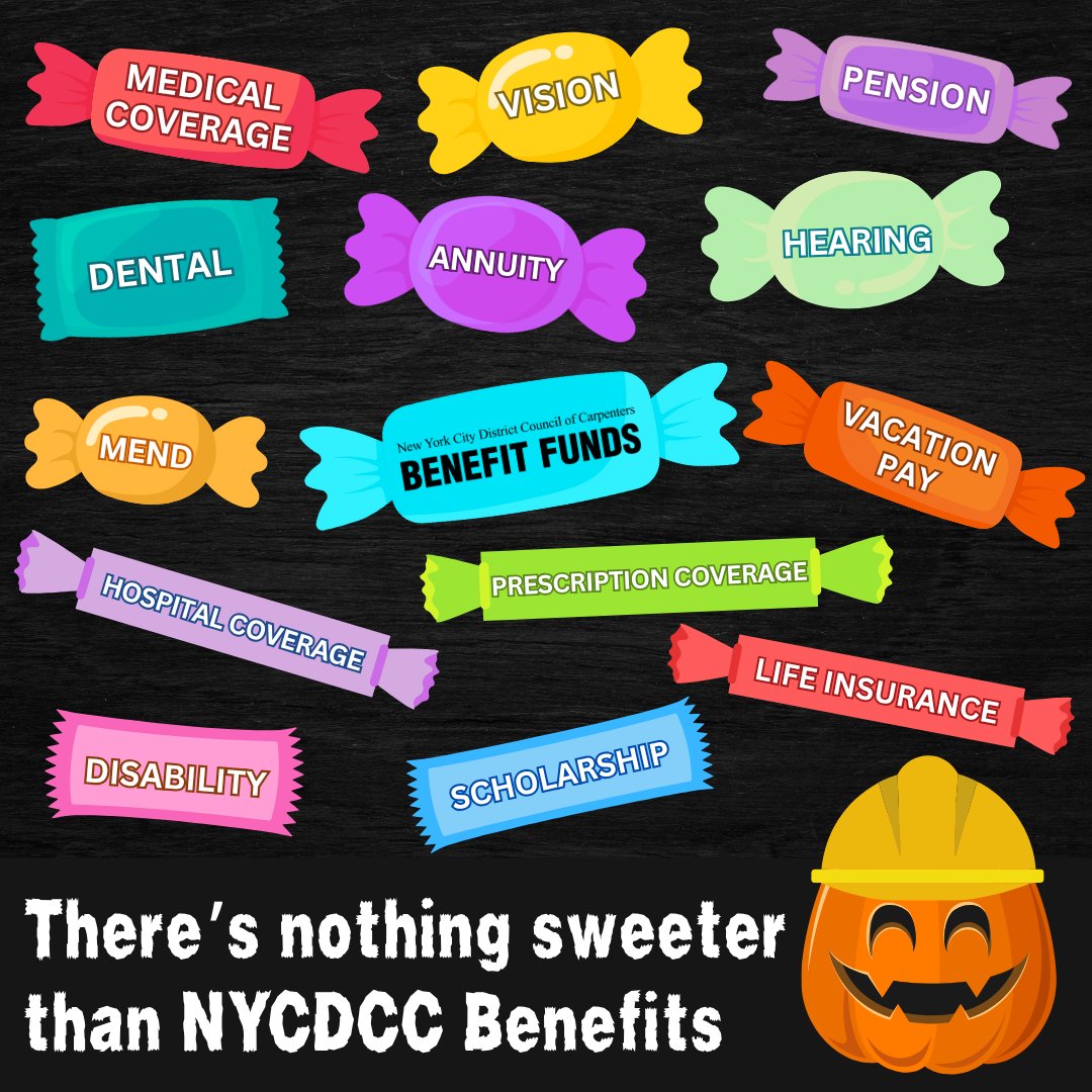 #TBT Halloween is next week, and your benefits are no tricks and all treats.

These are many of the benefits you earn as NYCDCC members. If you have any questions/would like to learn more about your benefits, call our Member Services team at (800) 529-FUND (3863)