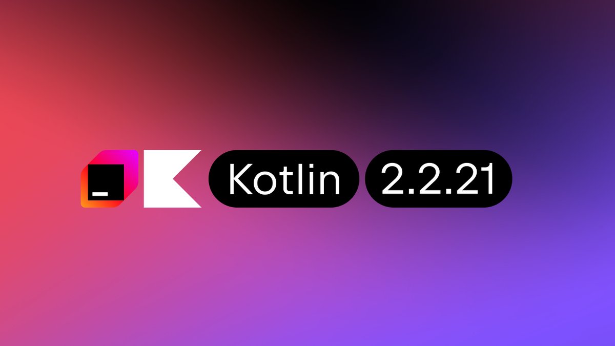 kotlin's tweet image. 📢 Kotlin 2.2.21 is here! This version includes performance improvements and bug fixes.
Changelog: ➡️github.com/JetBrains/kotl…