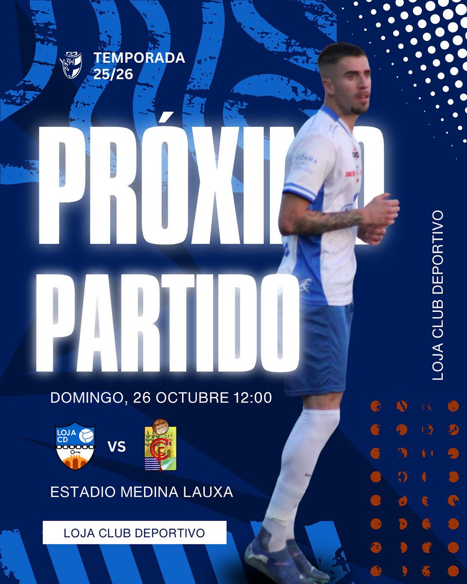⚽📆 ¡Domingo de partido!

7️⃣ Jornada 7
🆚 Cuevas CF

💙🤍 ¡𝐕𝐀𝐌𝐎𝐒 𝐋𝐎𝐉𝐀!
 #SOMOSLOJA #temporada2526