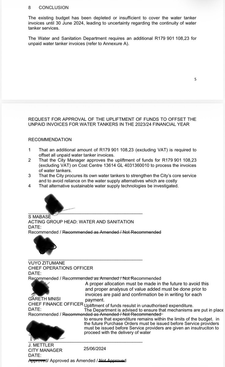 R179 million in unpaid water-tanker invoices from 2023/24 were buried by your administration, <a href="/CilliersB/">Cilliers Brink</a>.

That’s what inflated the R381 million. The R777 million you keep quoting is a myth.

We welcome the Public Protector to expose your mess.

Explain the R179 million 👇👇
