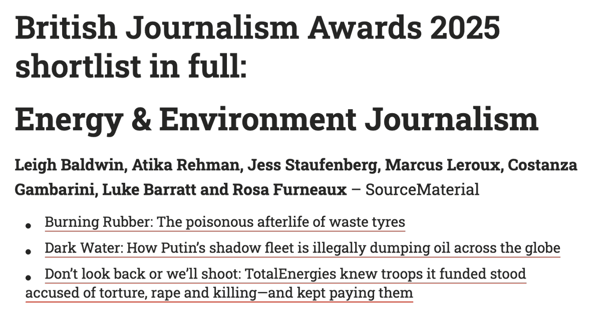 We're very proud to be shortlisted in the British Journalism Awards alongside many other excellent journalists.

Here's a quick 🧵 of the stories included in our submission:
