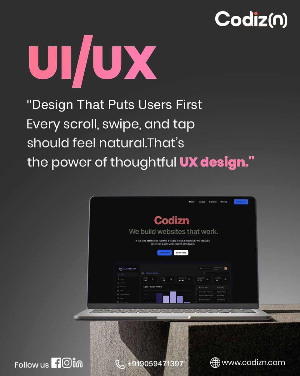 CodizN74259's tweet image. Every scroll must feel smooth. Every tap need feel natural. That’s the power of outstanding UX
#codizn #Software #UIDesign #BrandStrategy #DigitalMarketing #Automation #BusinessSuccess #WebsiteDesign