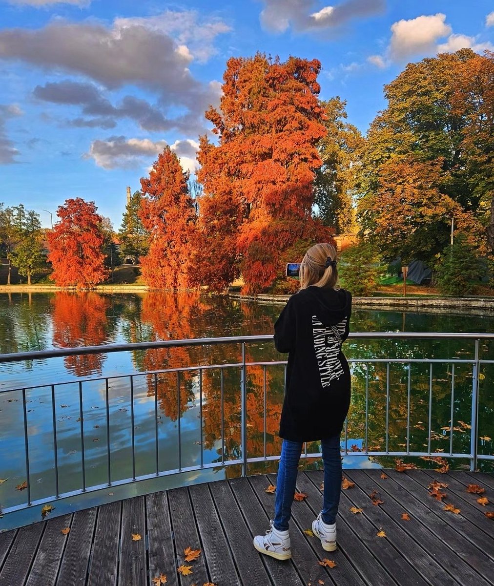 patricia_cseh's tweet image. Sunset, colorful leaves &amp;amp; LUNA SEA hoodie 🫶🍂 

#LUNASEA
