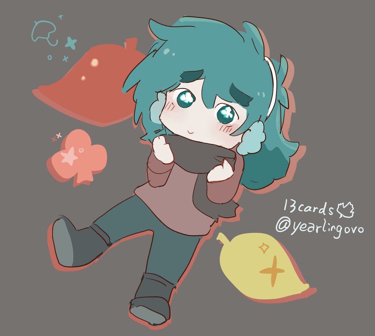 yearlingovo's tweet image. Actually, it's so cold and autumn hardly exists.but I still draw this ☂️ enjoy autumn happiness🍁.
🍂偶画了温暖的撑花孩子🍁☺️看秋色，收集不同颜色的叶子可是秋日好爱好🍃

#13карт
＃13cards