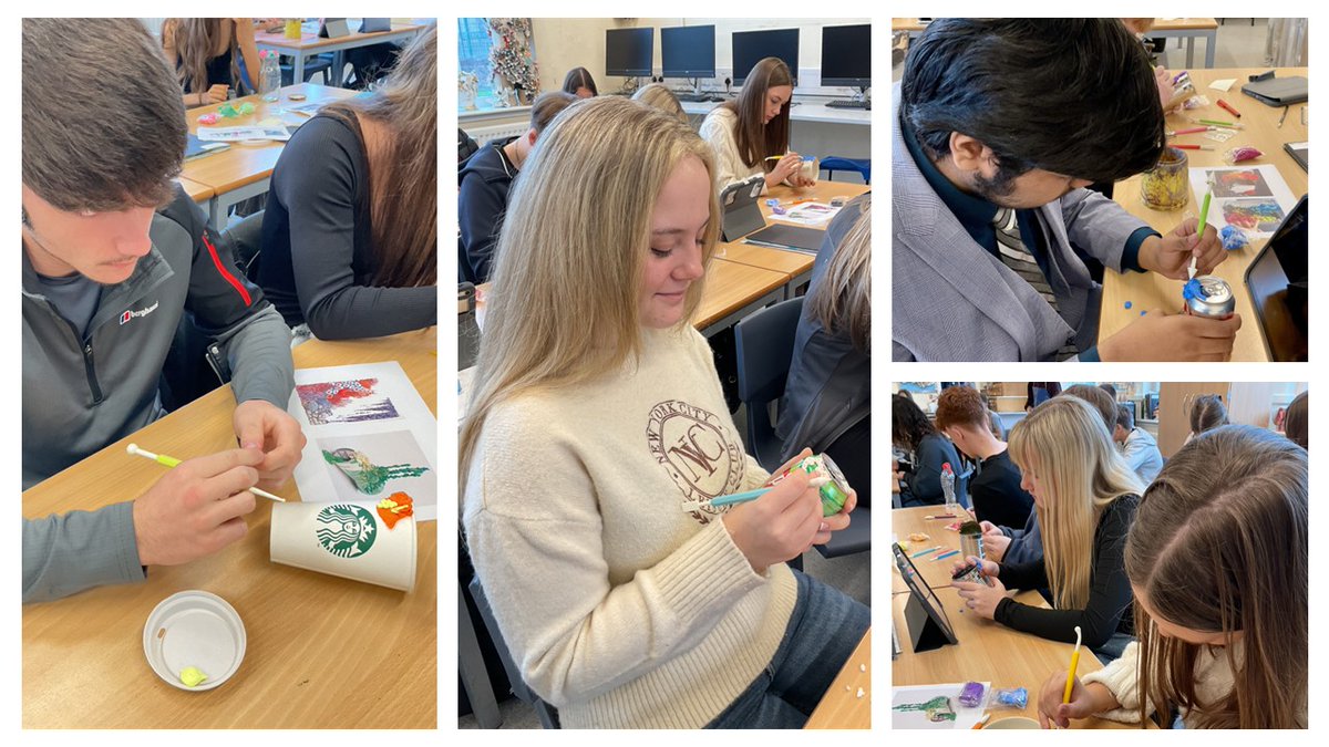 TheOrmeAcademy's tweet image. Year 10 artists took inspiration from Stephanie Kilgast, creating vibrant works exploring humanity’s impact on the ocean. 🌊🎨 #Year10Art #EnvironmentalArt @ShawEduTrust