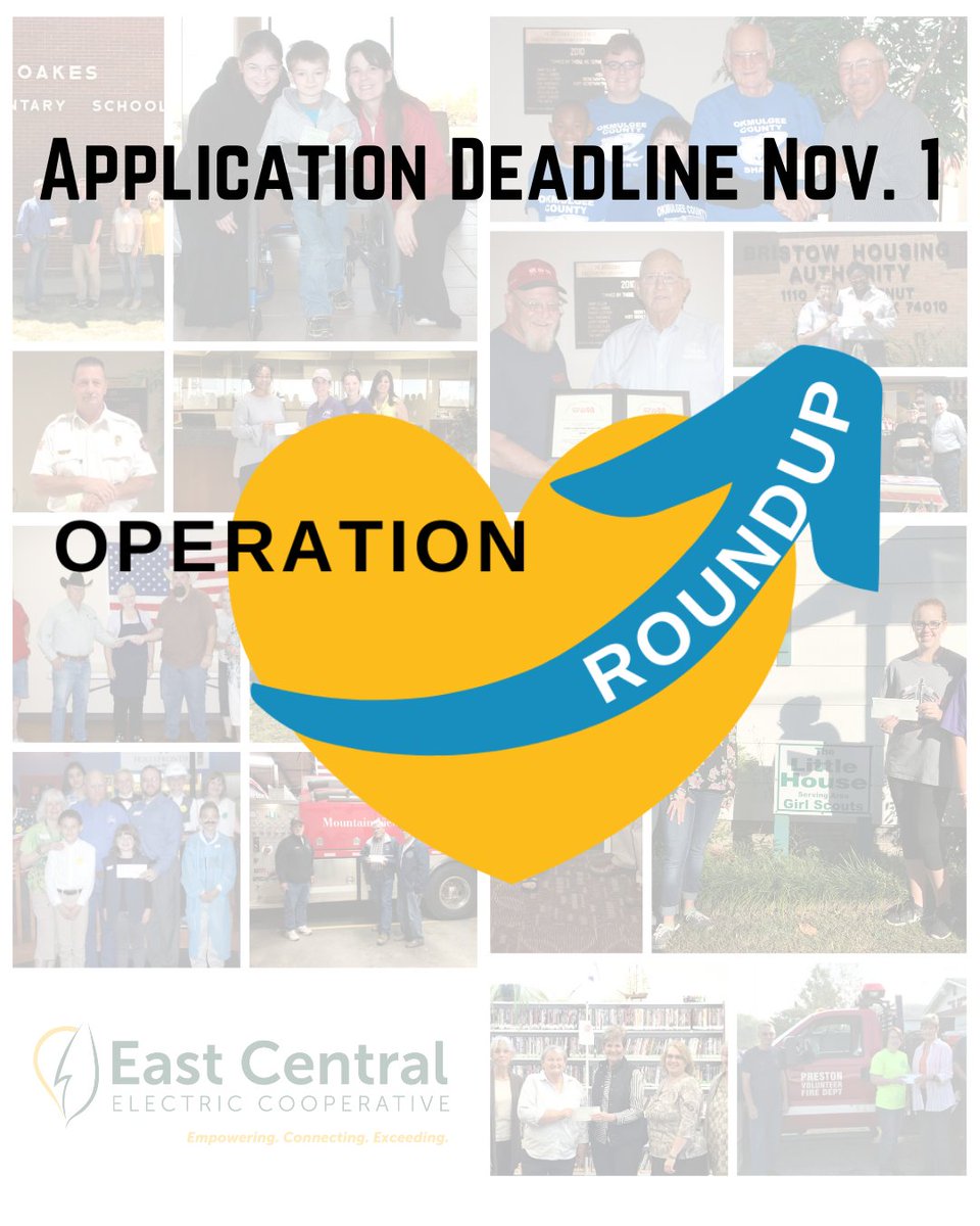 ONE WEEK LEFT to turn in applications for an Operation Round Up grant this quarter. If you know an organization or individual that has a need they can’t meet any other way, encourage them to apply at ecoec.com/operation-roun…