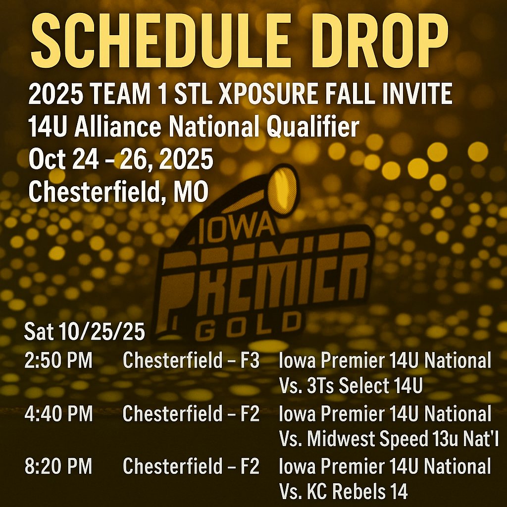 AutumnSmith2029's tweet image. 🔥 Come See Us In St. Louis!! 🔥

1st Up:  Team1 STL Exposure Camp From 8:30am - 12pm @ Chesterfield Athletic Complex on Saturday!!

Saturday Game Schedule 👇

#AlwaysGrinding #StackingDays #FirstOfMyKind @IowaPremierFP @OliviaHPaz1997 @ExtraInningSB @TGETalent @MidwestPremierS