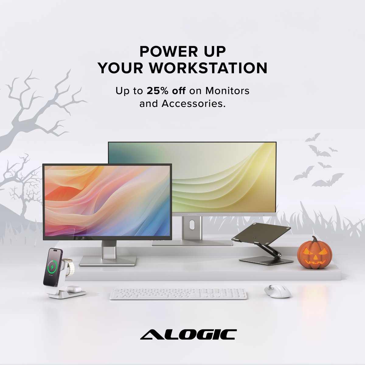 AlogicCorp's tweet image. No tricks, just powerful setups. 🎃

Save up to 25% on monitors and accessories — the perfect upgrade for your workspace this Halloween.

Shop smart. Work smarter.⚡

🔗 bit.ly/3cJcOXo
 
#ALOGIC #HalloweenSale #TechTreats #SpookySavings #WorkSmart #DeskGoals