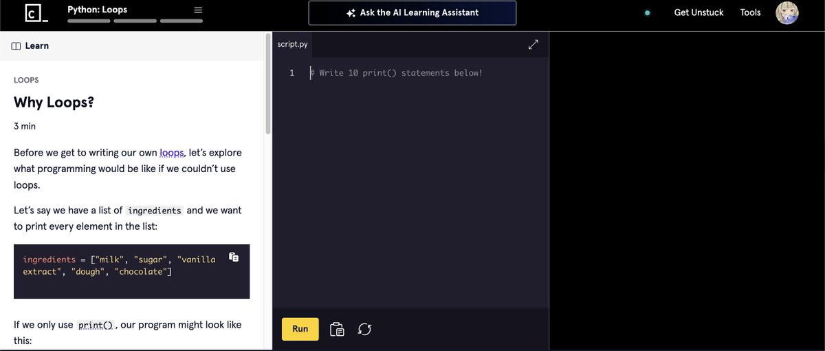 codeharmann's tweet image. Days 108 and 109 of Coding
I continued with the Computer Science path offered by @Codecademy.
Currently, I'm in Week 2: Master Python Data Structures and Development Tools.
Here's what I learned:
- Python Lists
- Python Loops
- Python Functions
#hackerrank…