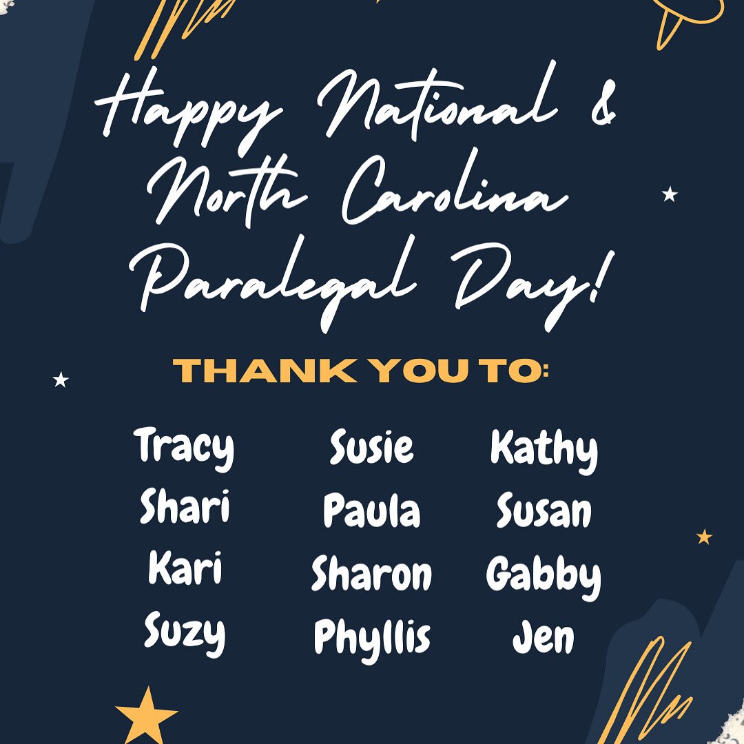 CarruthersRoth's tweet photo. Happy National and North Carolina Paralegal Day!
 
Thank you to all of our Carruthers &amp; Roth paralegals for the talent, care, and commitment you bring to your work. We appreciate you today and every day! 💙⚖️
 
#NationalParalegalDay #NCParalegalDay #CarruthersAndRoth https://t.co/IGUSsF4BNg