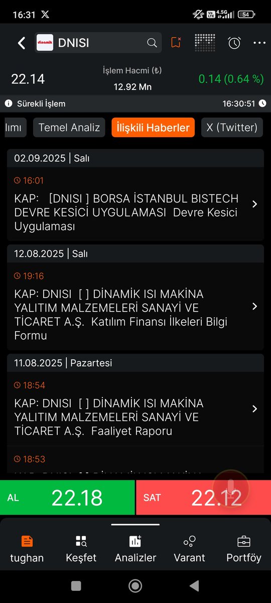 #dnısı
Aşağıdaki haber akışı konferans konferans gezip   ama kendi sirketinde bilgi toplumuna değer vermeyen bir patronun şirket haber akisi.nasil güzel dimi.3 aydan 3 aya bilanço ve devre kesici haberi.baska bir bilgi yok.
Sahiden borsada siz neden varsınız???,,🤔🤔🤔🤔🤔