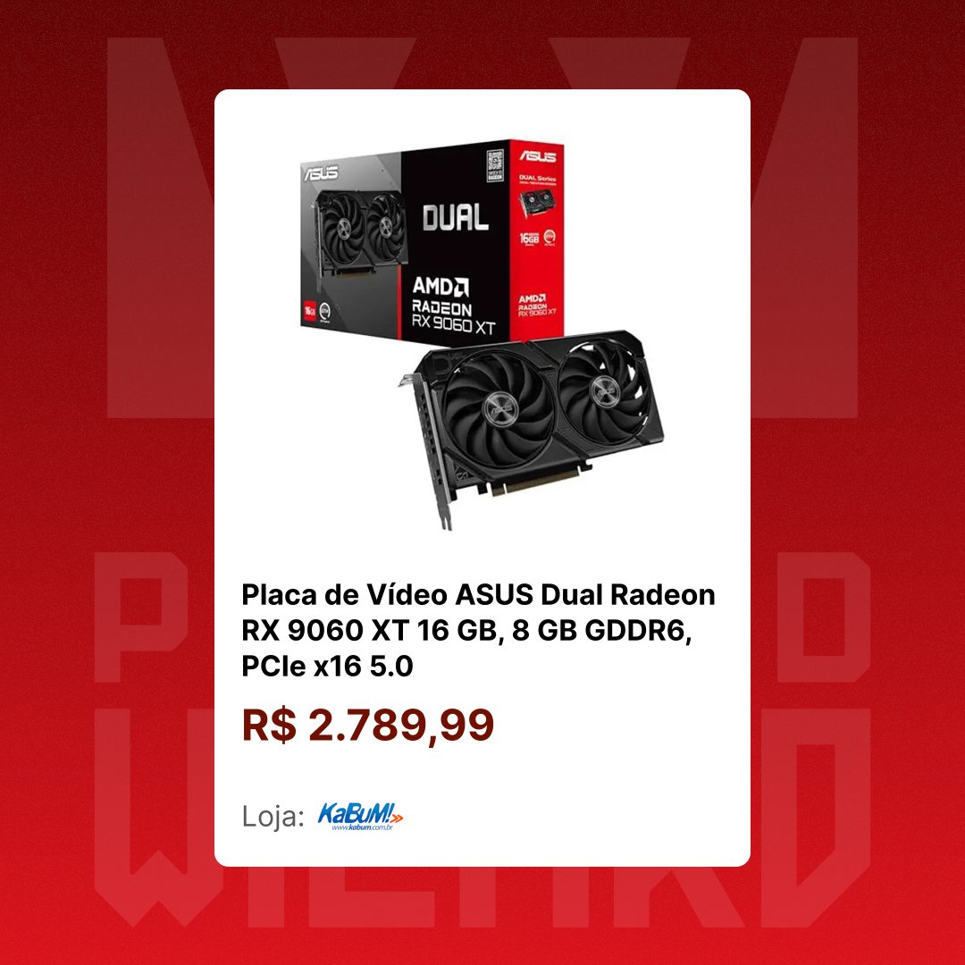 pcbuildwizard's tweet image. ASUS Dual Radeon RX 9060 XT 16 GB, 8 GB GDDR6, PCIe x16 5.0

R$ 2.789,99
Avaliação: ⭐⭐⭐⭐⭐
Loja: KaBuM!

awin1.com/cread.php?awin…

Menor preço em 90 dias: R$ 2.739,99
Mediana dos preços de 90 dias: R$ 2.999,99