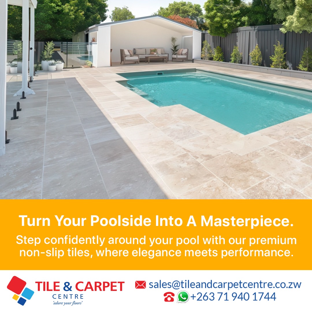 Tile_Carpet_ZW's tweet image. Turn your poolside into a masterpiece.
Step confidently with our premium non-slip tiles—where elegance meets performance.
📩 sales@tileandcarpetcentre.co.zw
📞 +263 86 7700 8940
📲 WhatsApp: 071 940 1744
#PoolsidePerfection #NonSlipTiles #LuxuryLiving #TileAndCarpetCentre