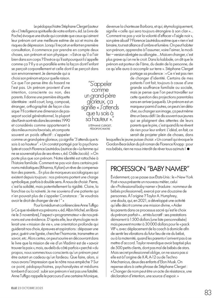 Moi et mon prénom, toute une histoire ? Échange avec Alix Girod de l'Ain pour le magazine Elle