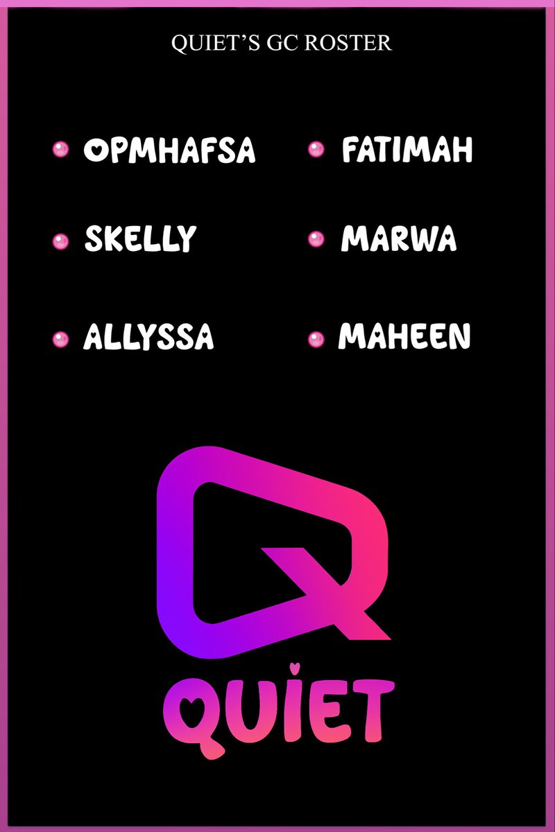 might be time to change the game..

Introducing QUIET's GC Roster (until one of us crashes out and leaves)