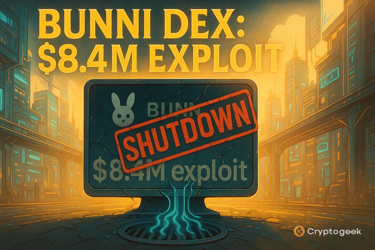 the_Cryptogeek's tweet image. $8.4M exploit: Bunni DEX shuts down ⚠️
Citing lack of funds for a relaunch, the team is pulling the plug. Another DeFi casualty. 😬
Is this the new norm for underfunded protocols? #Bunni #ETH #DeFi $ETH