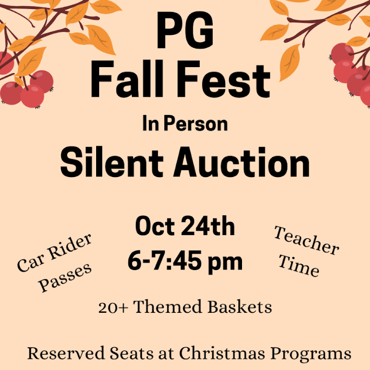 PTO Fall Festival is TOMORROW! Silent auction items will be set up and live from 6:00-7:45 p.m.
