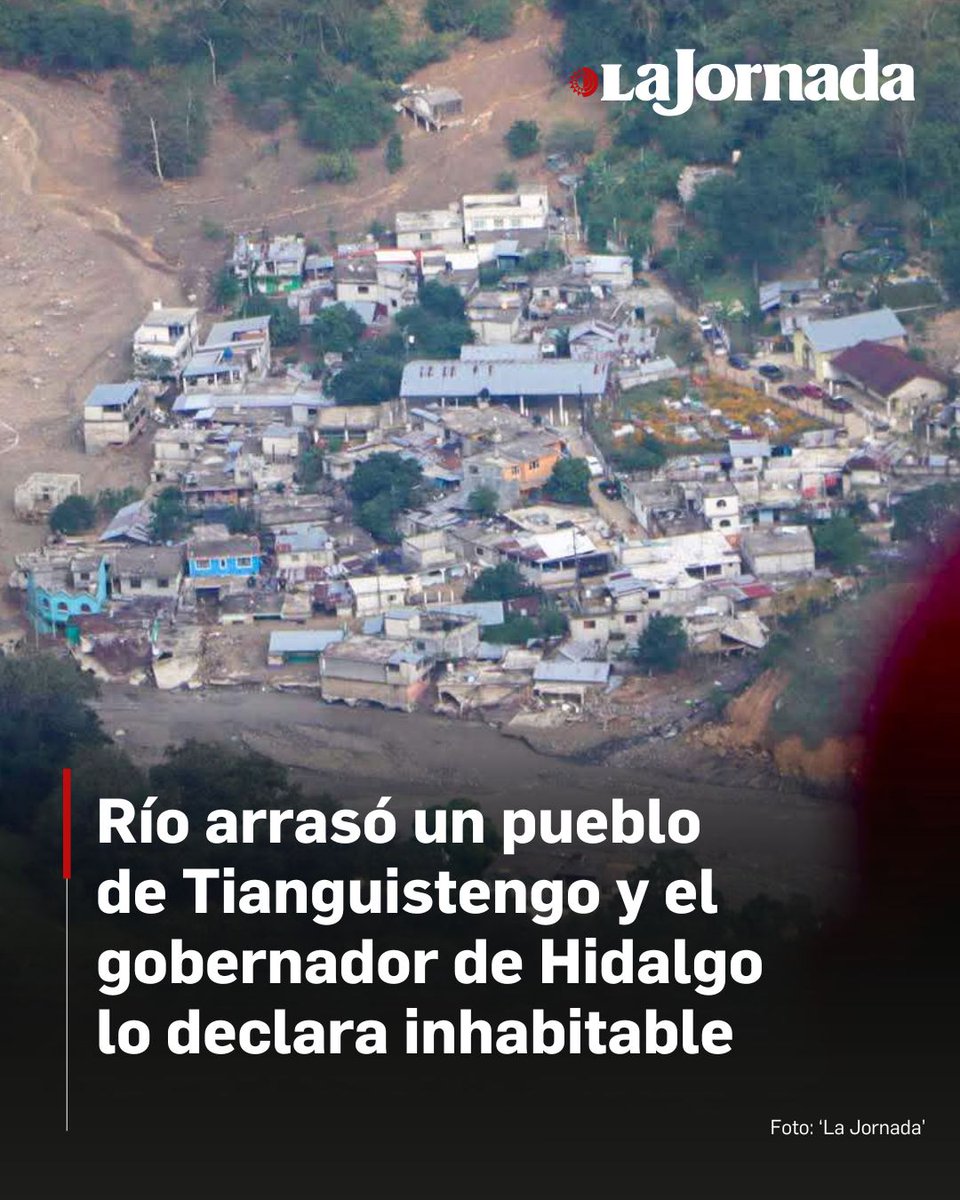 🚨 La comunidad de Chapula, en el municipio de Tianguistengo, Hidalgo, fue declarada inhabitable tras el desbordamiento del río que arrasó con la mayoría de las viviendas, informó el gobernador <a href="/juliomenchaca_/">Julio Menchaca</a>.

El Ejército Mexicano evacuó por vía aérea a los 144 habitantes del