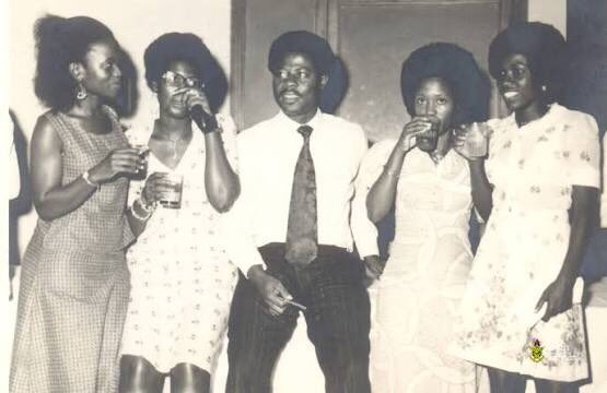 1971

KNUST, Kumasi 

Nana Konadu Agyemang Rawlings(Right ) and  P.V Obeng(that’s who I see) with other colleagues. They(P.V and Nana Konadu) served on the SRC as chairman and secretary (respectively).