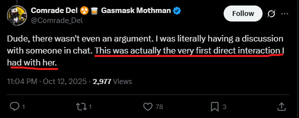 Jemenex's tweet photo. @Floki_Vt @Scrubings Oh this one's simple because as you can see here he says on October 12 that he's never interacted with rima before. Clearly several replies to her own tweets are interactions that he magically forgot about? Not to mention what's in the video I already linked https://t.co/tL9UuZMECX