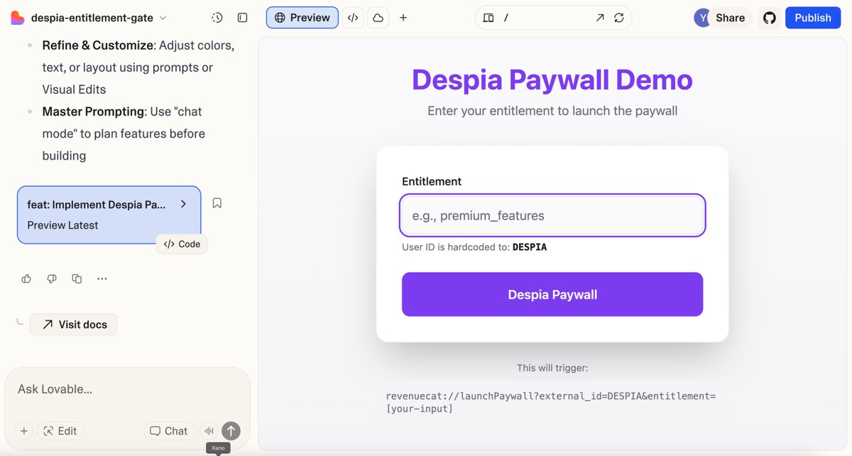 Fun-fact: We use <a href="/lovable_dev/">Lovable</a> at <a href="/despia_native/">Despia</a> to test new native SDKs without having to write manual test apps by hand - while saving dozens of hours doing so. The best $300/month ever spend!