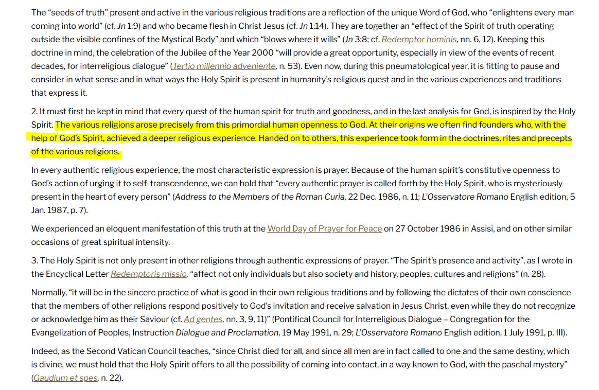 Novus Ordo doctrine considers false religions never as false but only as more or less true, insofar as they are farther from or closer to the 'fullness of truth'. The idea that essence is a matter of degrees is the foundational error in so much of modern 'Catholic' thinking, and 