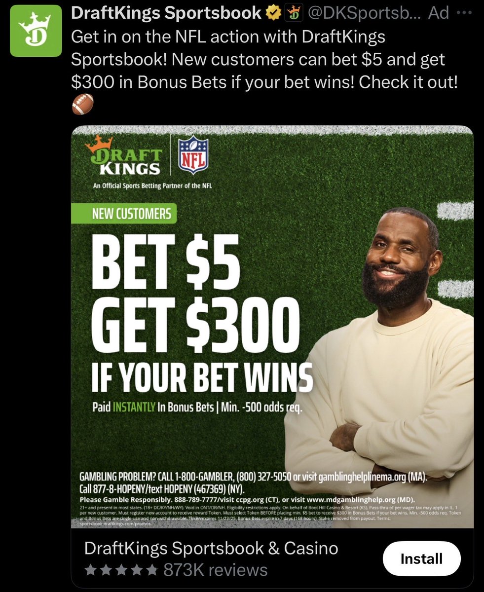 Maybe it’s just me, it feels like today isn’t the best day for a push ad for sports gambling with the face of the NBA on it.