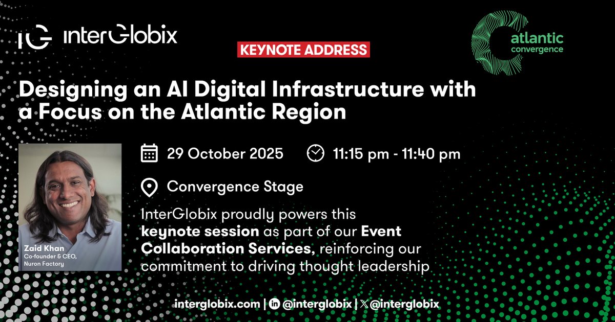 AI is redefining the future of digital infrastructure, and the Atlantic region is at its core.

IG Group proudly supports the keynote session at Atlantic Convergence 2025, featuring Zaid Kahn, Co-founder &amp; CEO of Neuron Factory, on “Designing an AI Digital Infrastructure with a