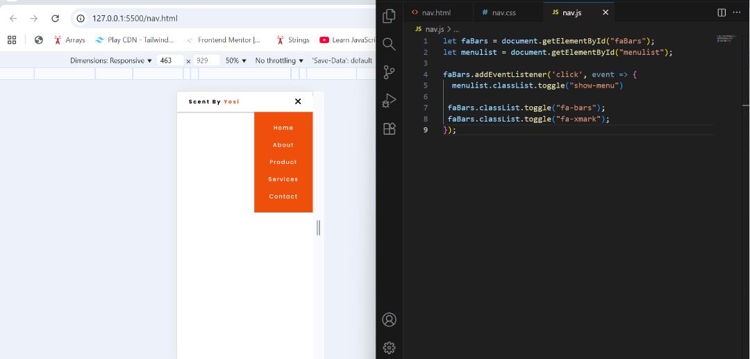 THEJASPERJAY's tweet image. Day 3 of my 60 Days of Code Challenge
It has been a busy day, but I still managed to build a simple responsive navbar. When the hamburger icon is clicked, the menu appears. It was a fun way to practice the three basics.
#60DaysOfCode #WebDevelopment #JavaScript #Frontend