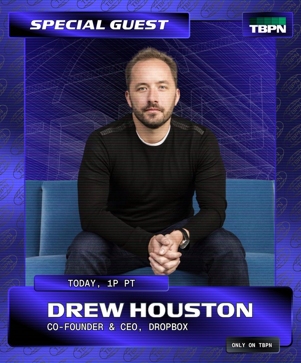 BREAKING: Dropbox CEO & Meta board member @drewhouston will be live on TBPN today at 1p PT https://t.co/cigDWs5dTq