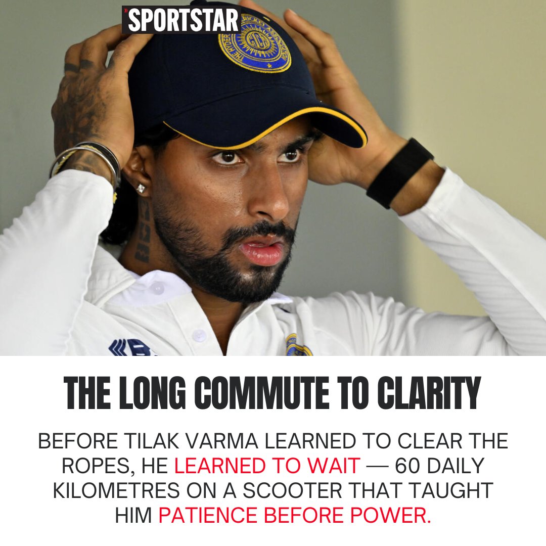 sportstarweb's tweet photo. 🛑 EXCLUSIVE 🛑

From 60 km scooter rides across Hyderabad to match-winning knocks for India, Tilak Varma’s story is one of discipline, belief and quiet ambition.

@hydvvs spoke to the Hyderabad captain weeks after his Asia Cup final heroics. 

Read the cover story 🔗https://t.co/Tp52NKqrix