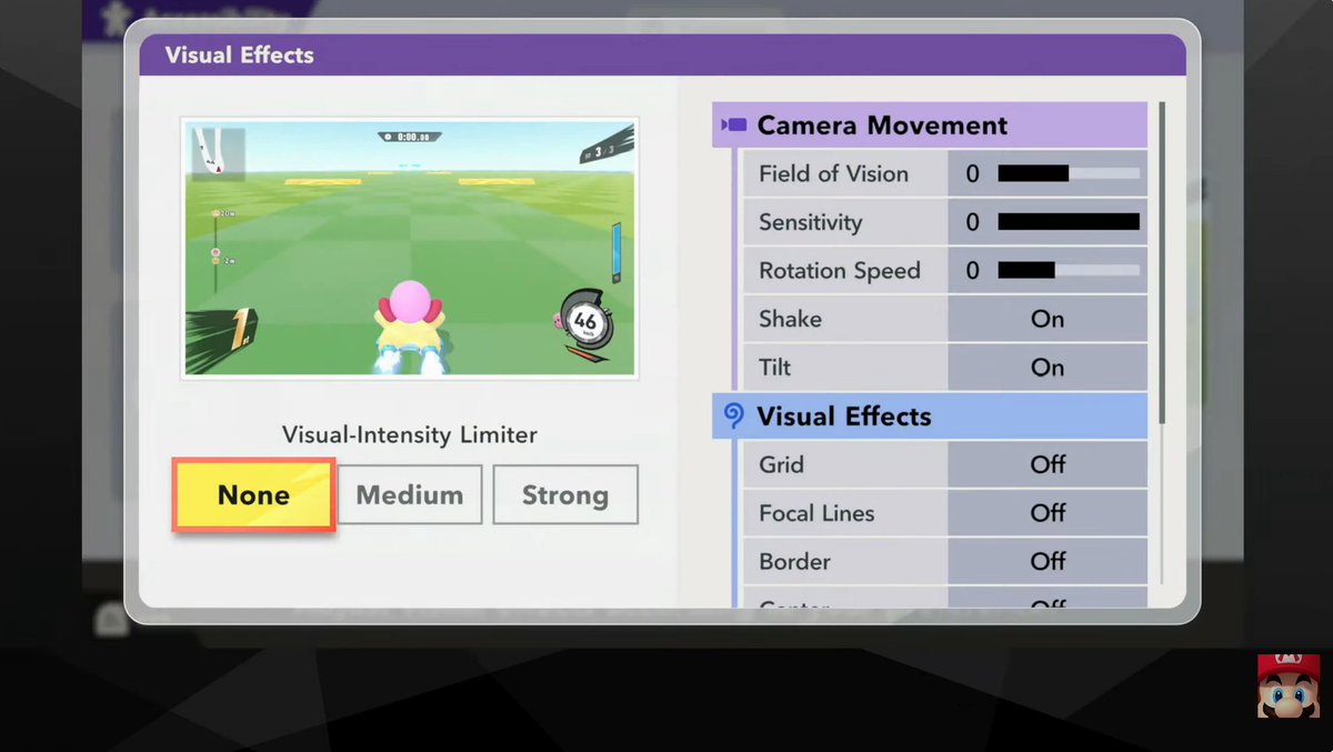 Kirby Air Riders has an accessibility menu. 

Different elements of the gameplay can be adjusted.