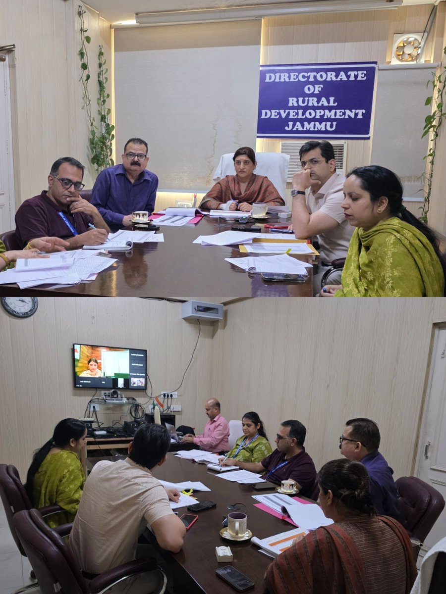 A meeting under the chairpersonship of Director RDD Jammu was held on 22-10-2025 through VC with SE ACDs ACPs XENs to review the Progress and Audit replies of Pyt Ghars under RGSA. Officers were impressed upon to ensure timely completion of assignments &amp; maintain quality of works