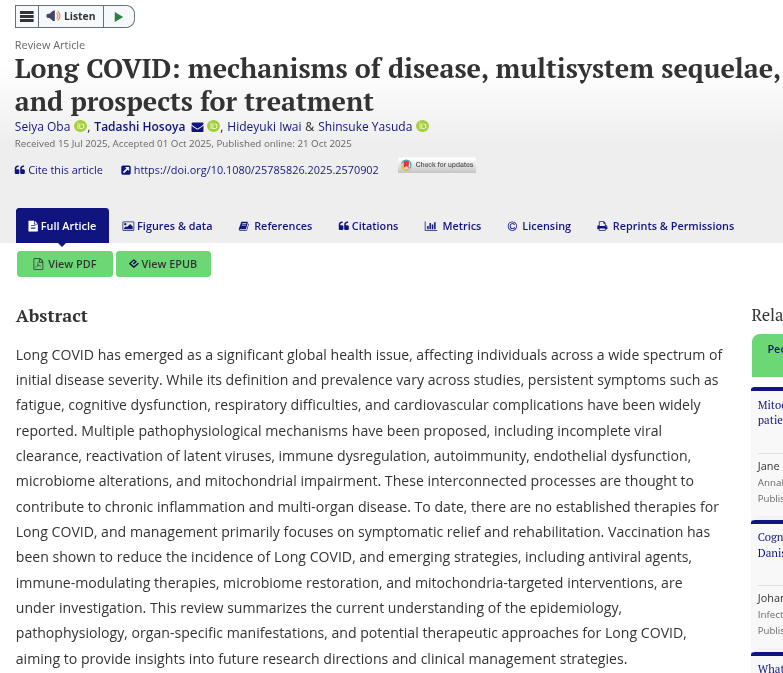Highly recommend this review from Oba et al. on the current status of Long COVID research &amp; treatment -- worth a read!  

Here, the authors outline the major hypotheses for the root causes of LC.  The research community has largely been coalescing around these ideas in the last