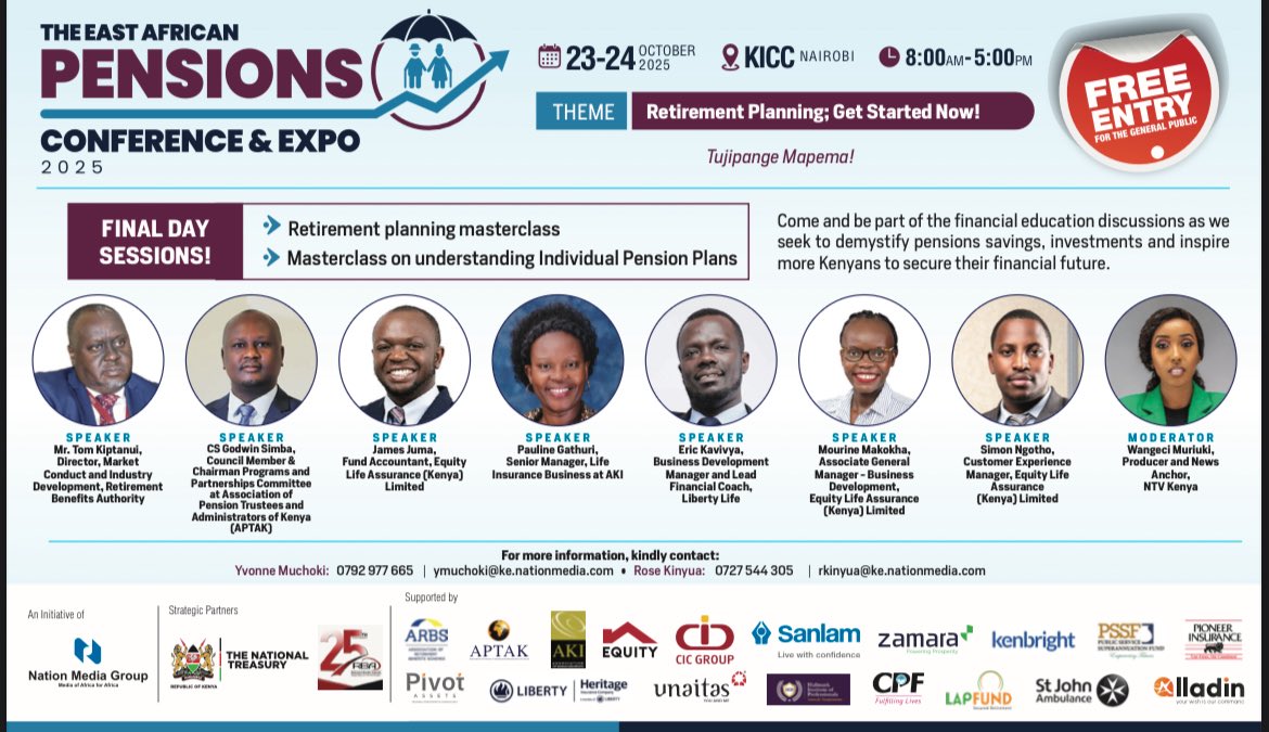 gksimba's tweet photo. I'll be participating in the "Fixing The Nation- Mic kwa ground; Pensions Edition" session on Day 2 (October 24th, 8:00-10:00 AM) alongside industry experts, sharing insights on how we can strengthen Kenya's pension landscape.

#tujipangemapema 

See you there! 🤝 https://t.co/SkyYeZaDXR
