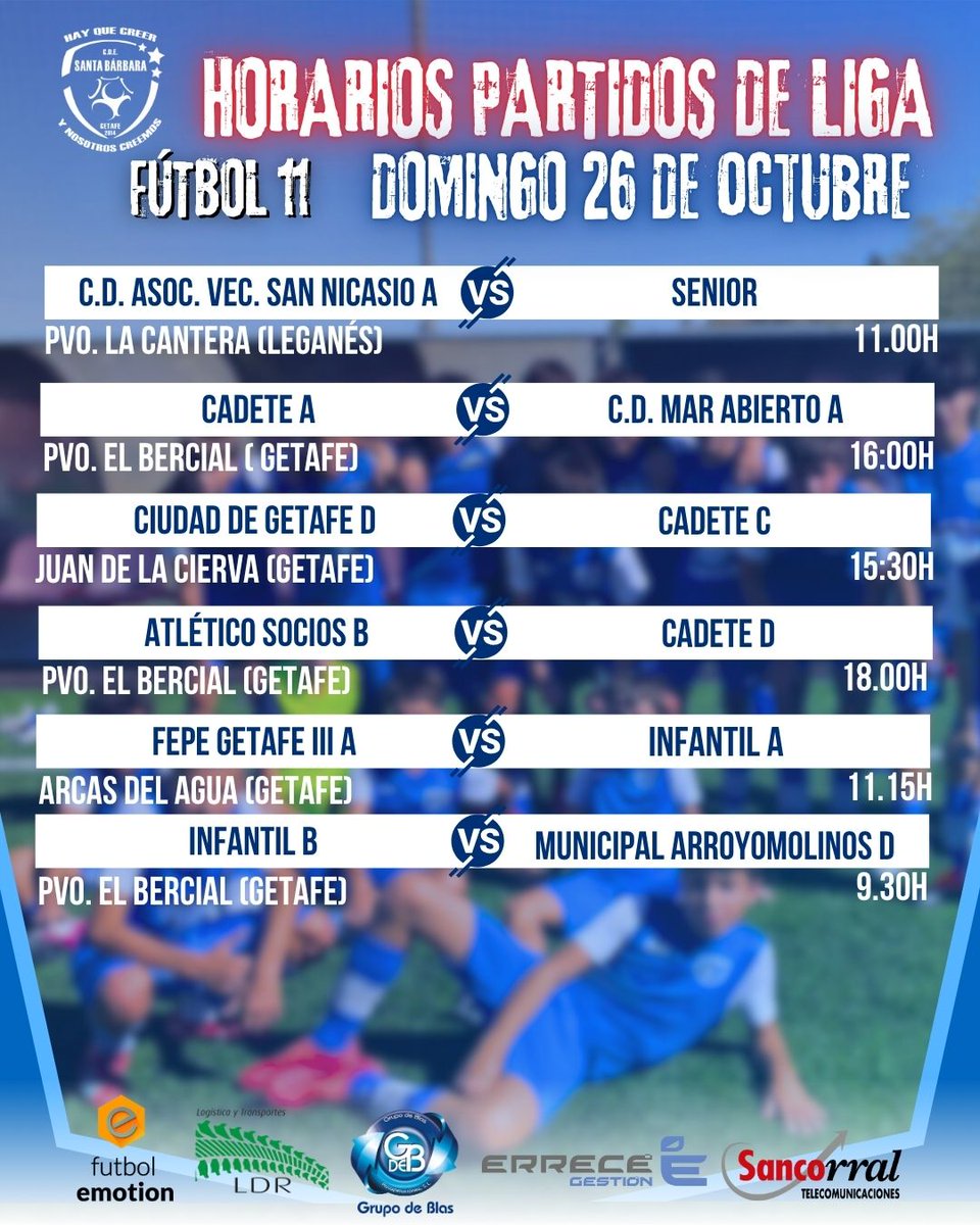 santabarbaraget's tweet photo. 🕟🗓️ ¡Por aquí os dejamos los horarios de los partidos de liga de este fin de semana! Mucha suerte a nuestros bárbaros 🍀🤞

#vamosbárbaros #santabárbara https://t.co/pf2I9PE7Mv