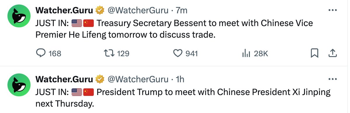 A few days ago, Trump announced a 150% tariff on China and canceled his scheduled meeting with Xi Jinping

Today, a new meeting has been announced to discuss the tariffs

Trading off short-term noise? You’re NGMI

$ANITA believers will win in the end 💎💜