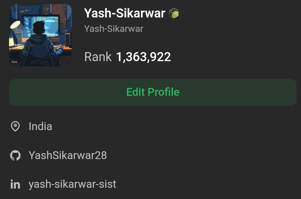 YashSikarwar28's tweet image. Can I get a job...
#LeetCode #dsa