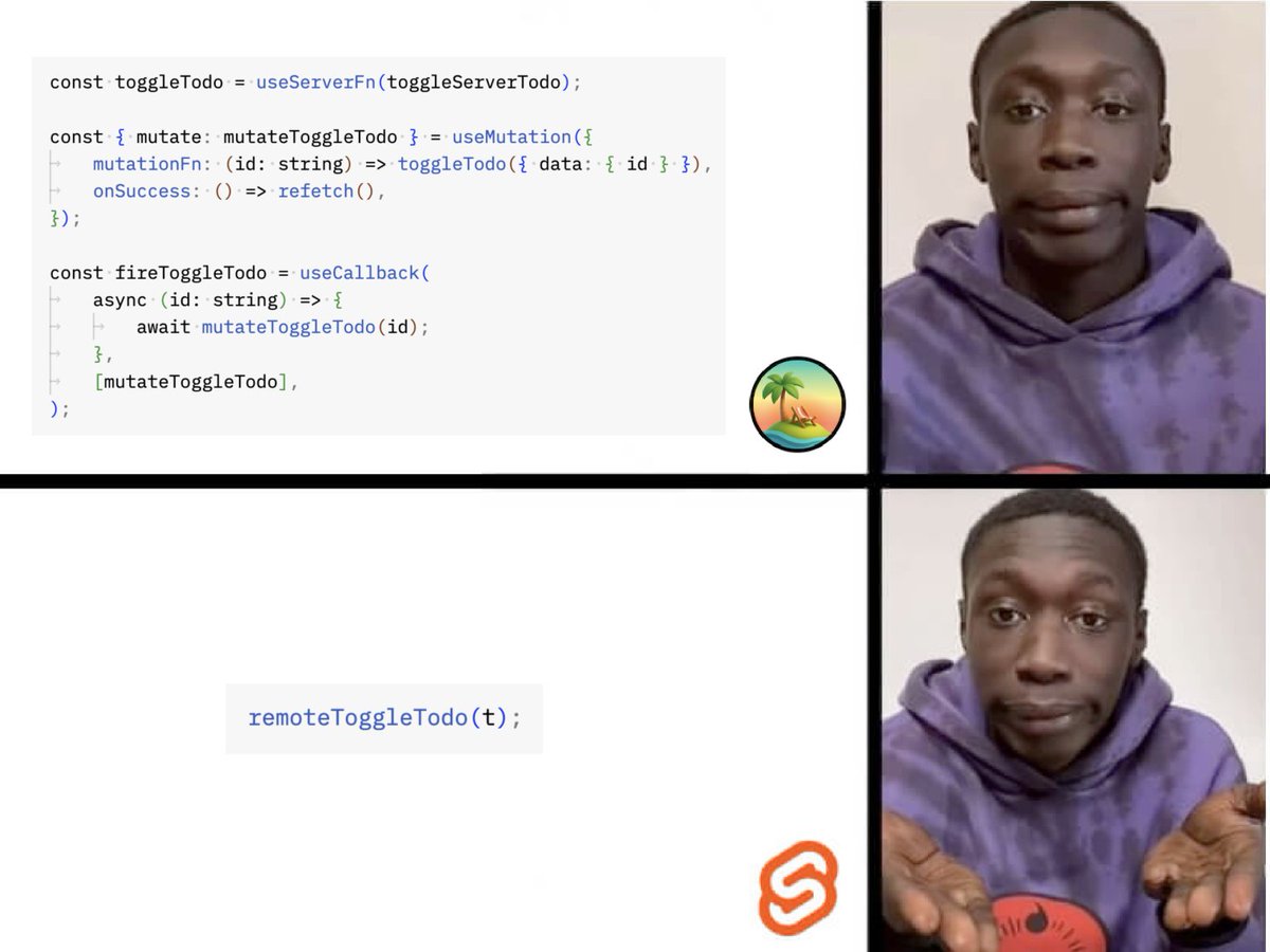 dummdidumm_'s tweet image. Like this side-by-side comparison but can't help but wonder why things are so verbose in React-land